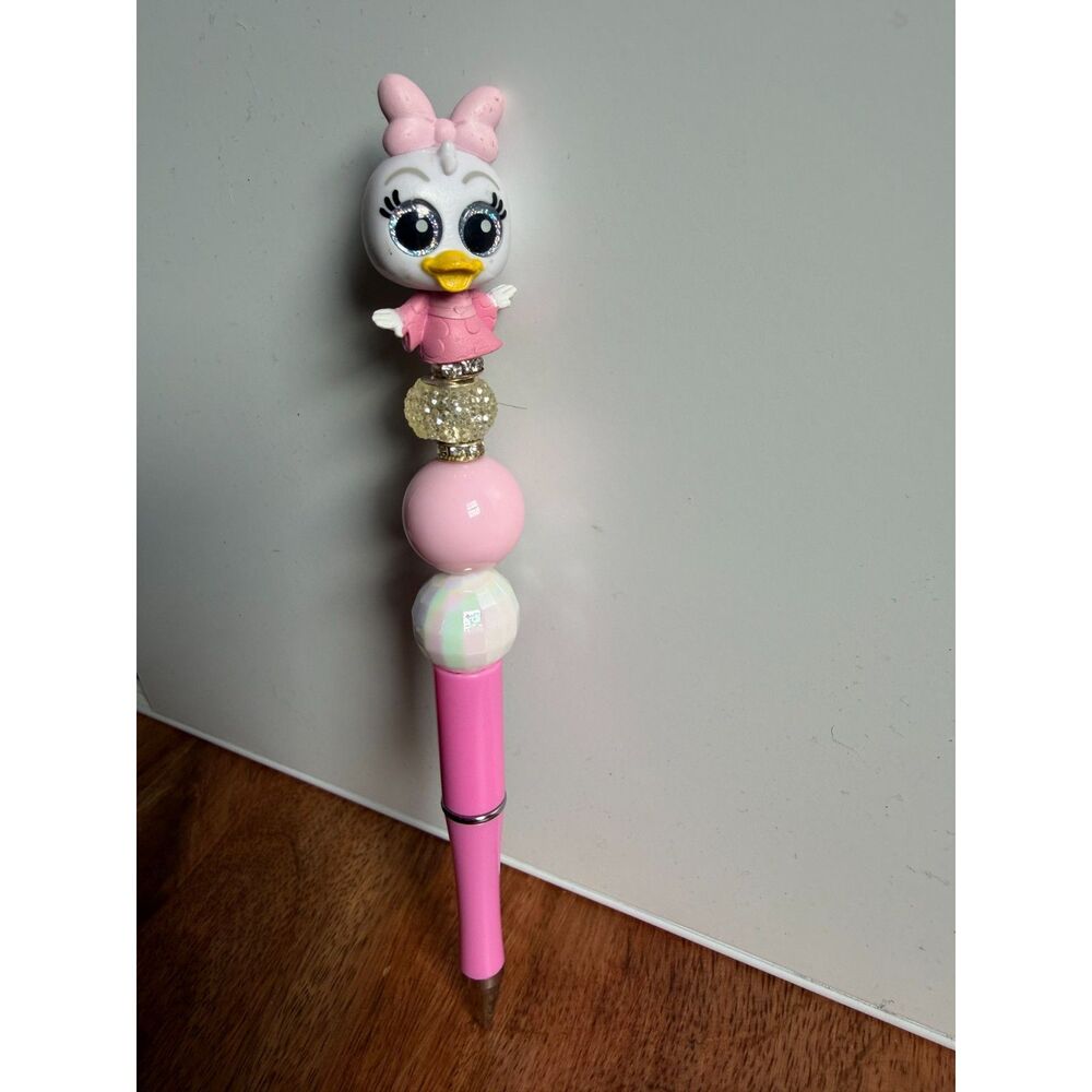Daisy Duck Beaded Pen – Disney Doorables Pink Kawaii Novelty Ballpoint Pen